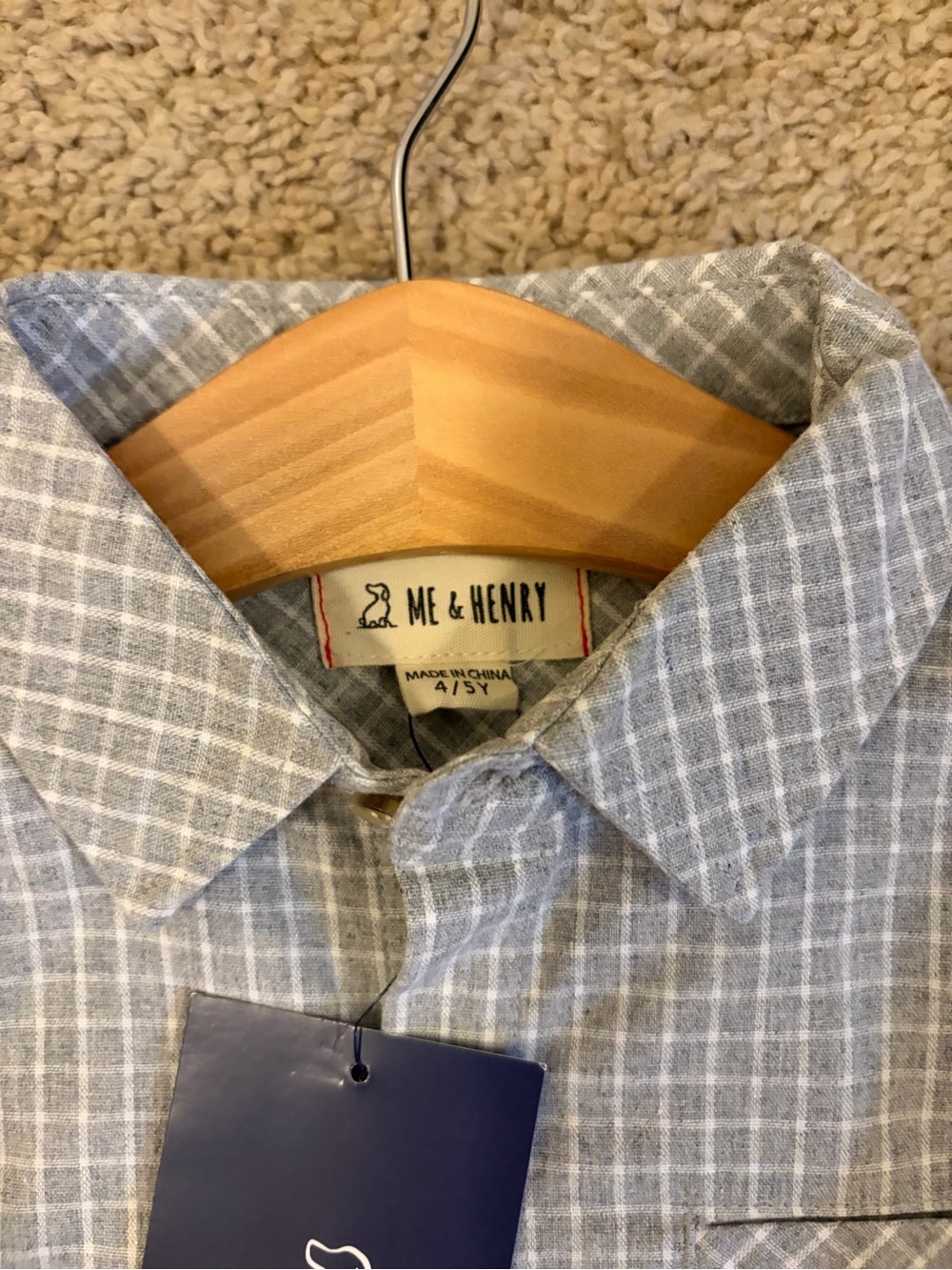 Me & Henry Boys' Light Blue Check Button-Down Shirt